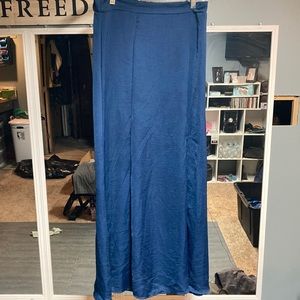 long silky skirt with slit up left leg